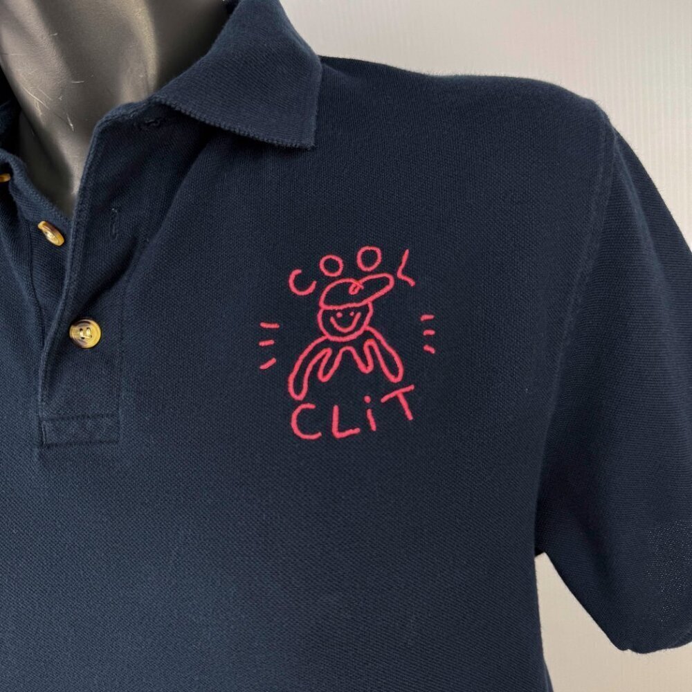 COOL CLIT Handmade Navy Blue Polo Shirt Size M